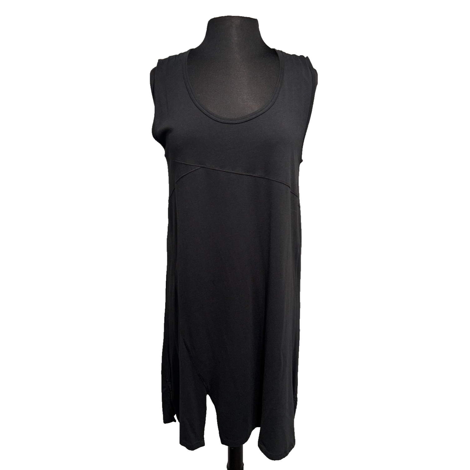 Nwt G9c United Knitwear Tunic Beach Dress Size Small Black Minimalist Lagenlook
